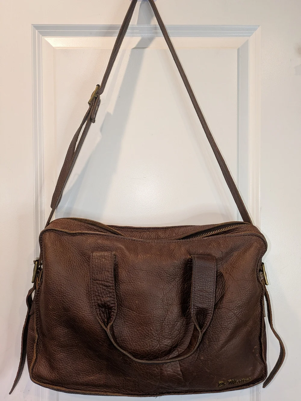 Dr. Martens Brown Pebbled Leather Messenger Laptop Briefcase Crossbody Bag